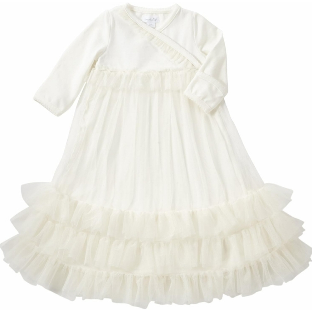 Mud Pie Long White Ruffle Dress, Size 3-6 Months!